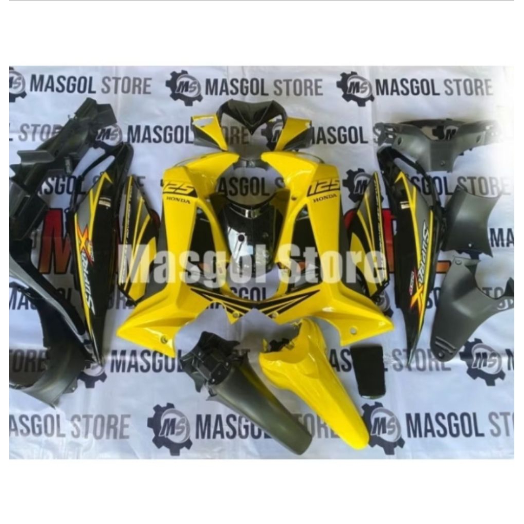 Cover Fullset Body Halus dan Kasar Supra X 125 Batman/ Supra X 125 R Warna Kuning