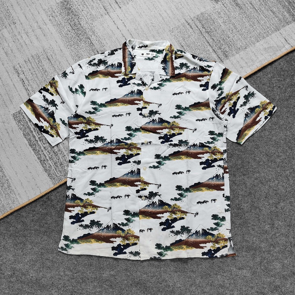 Uniqlo x Edo Ukiyo-E Open Collar Shirt Kemeja Kerah Terbuka