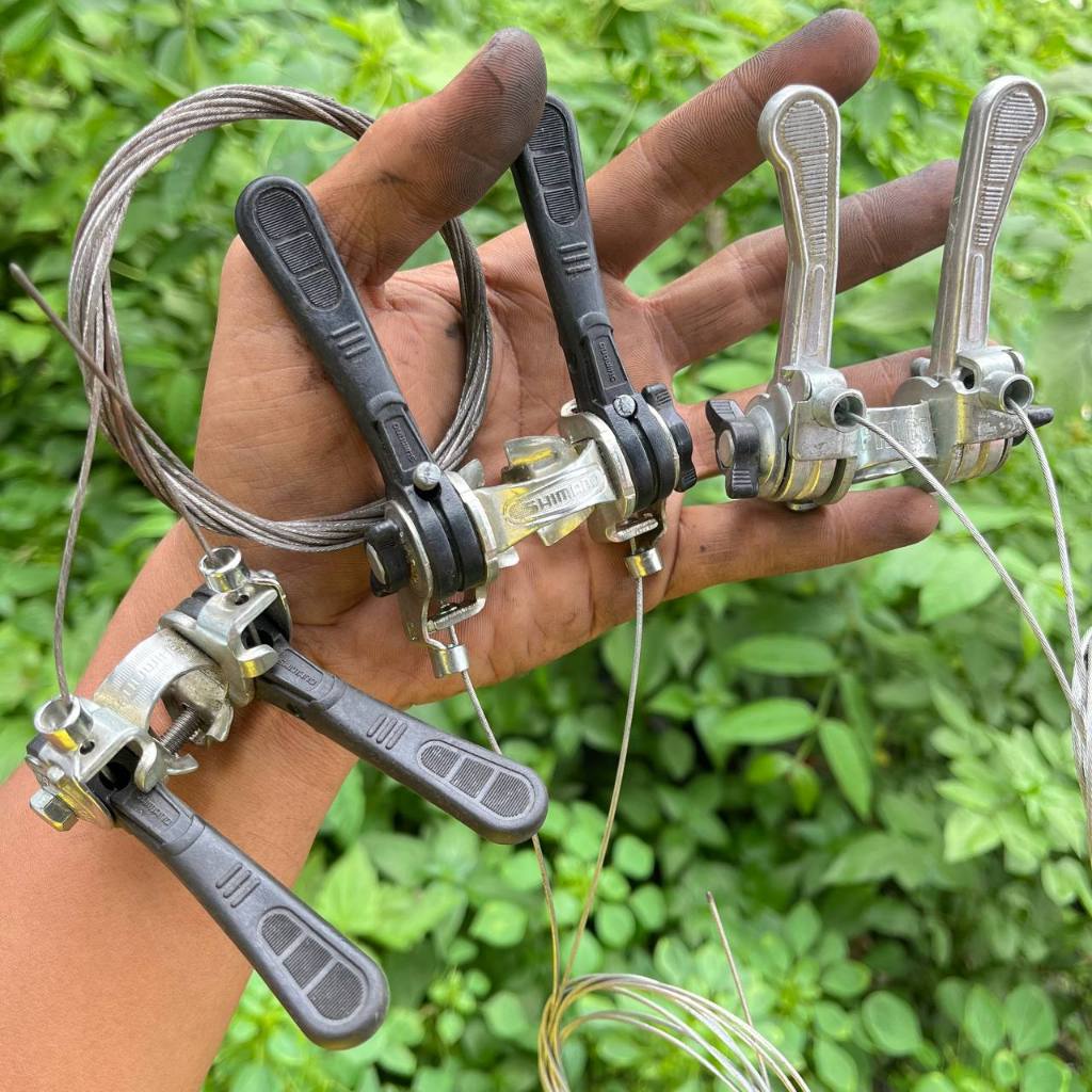 Shifter operan sepeda balap jadul 3x7-10 speed shimano singapore dan falcon down tube dan stem