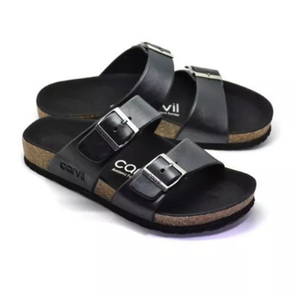 Sandal Carvil Pria Romeo Coklat Asli Original-Sendal Jepit Carvil