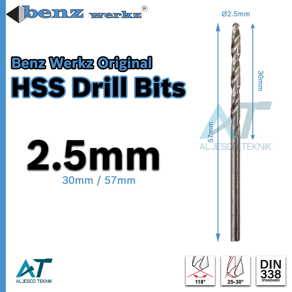 BENZ MATA BOR BESI HSS 2.5MM 2,5 MM – HSS METAL DRILL BITS