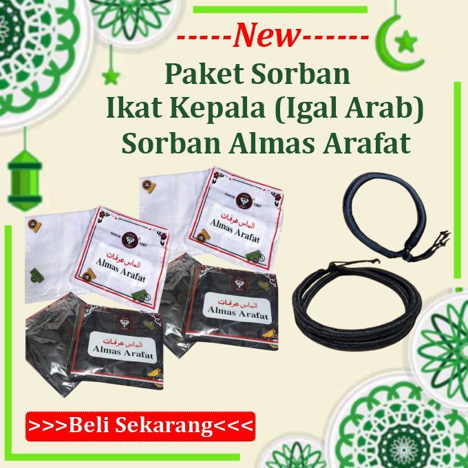 Ikat Kepala igal arab dan sorban almas arafat/paket igal sorban almas/paket almas dan igal/paket iga