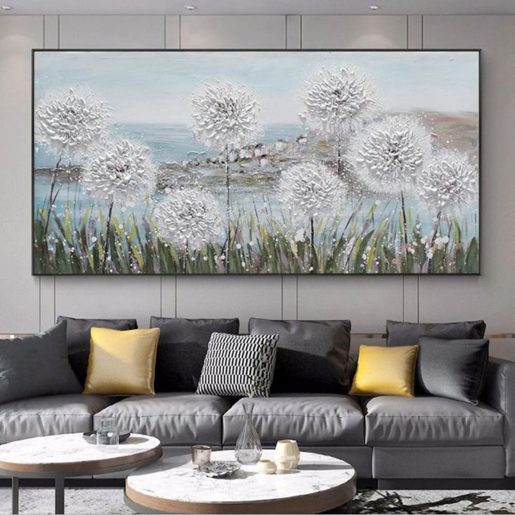 Lukisan dinding minimalis modern bunga untuk hiasan dinding rumah