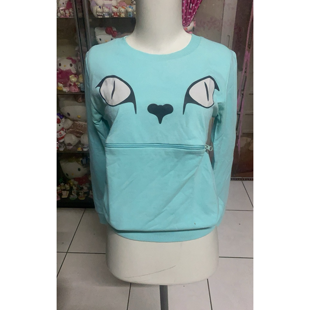 kaos biru tosca lengan panjang