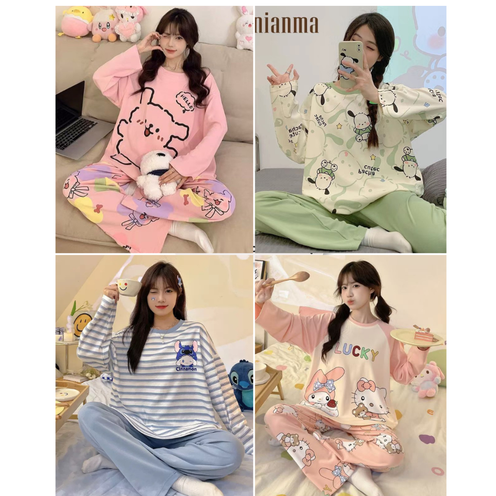 Glory COD XXL Baju Tidur Wanita Lengan Panjang Celana Panjang| Pajama | Piyama Import Wanita Set