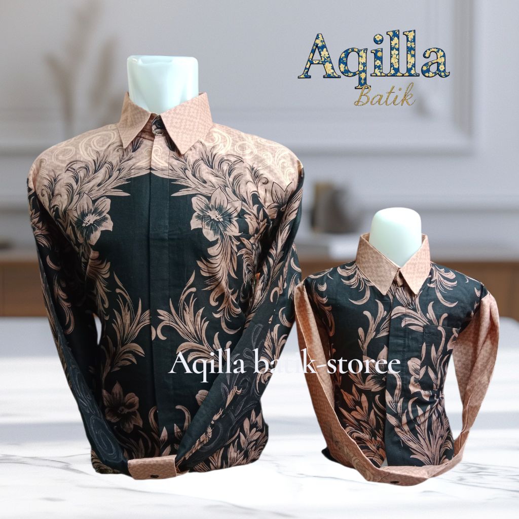 Batik Warna Rose Gold Pria Pasangan Ayah & Anak Lengan Panjang Furing Anak Non Furing Bahan Katun So