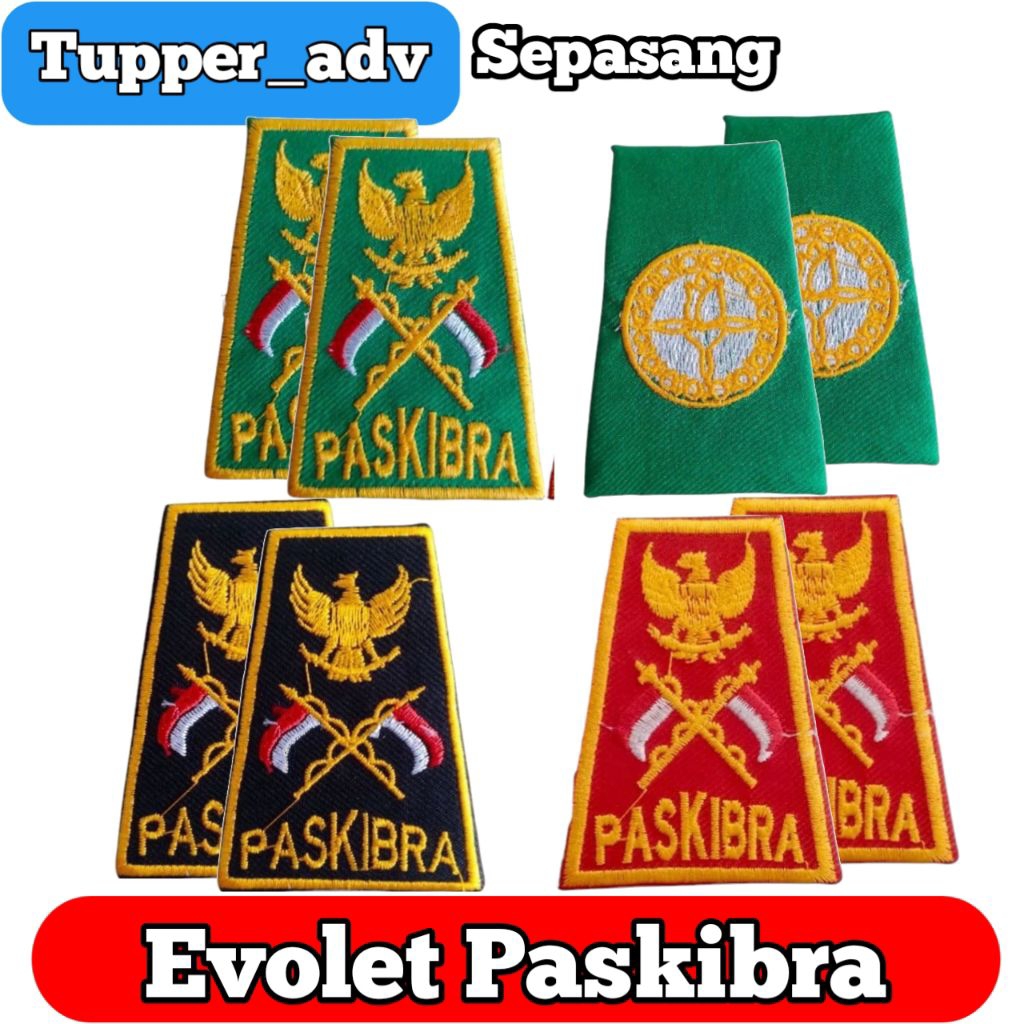 Sepasang Evolet Paskibra Bordir / Tanda Pundak Paskibraka / Dek Lambang Paskibra Bordir / Evolet Pas