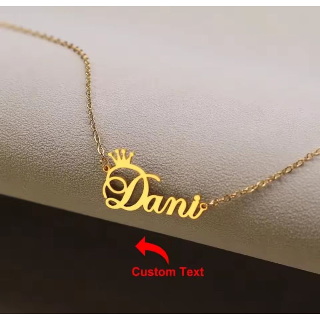 kalung nama titanium kalung nama anak perempuan kalung nama cantik elegan titanium anti karat lapis 