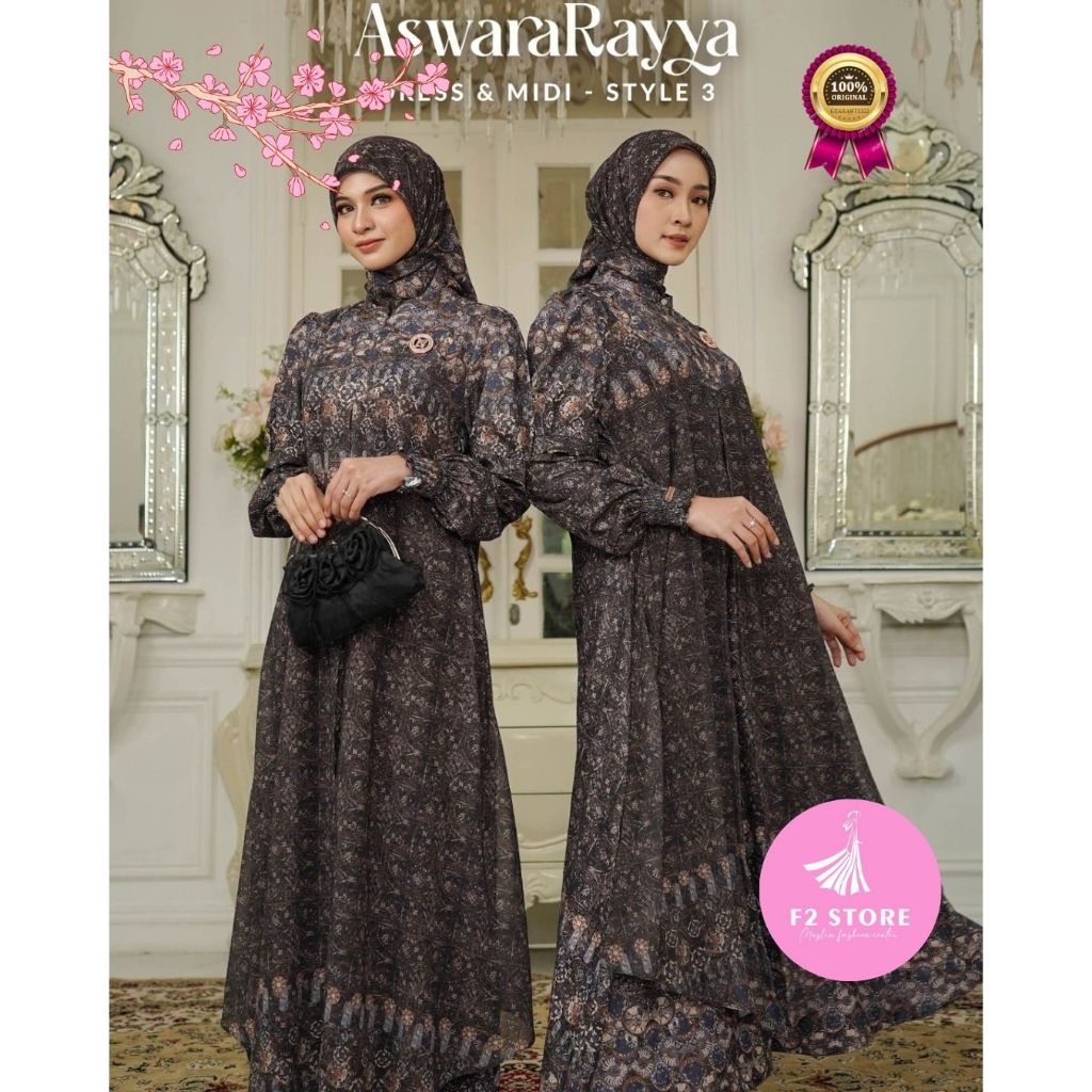 BUSANA MUSLIM NADHEERA LUXURY ASWARARAYYA MIDI DRESS STYLE 3