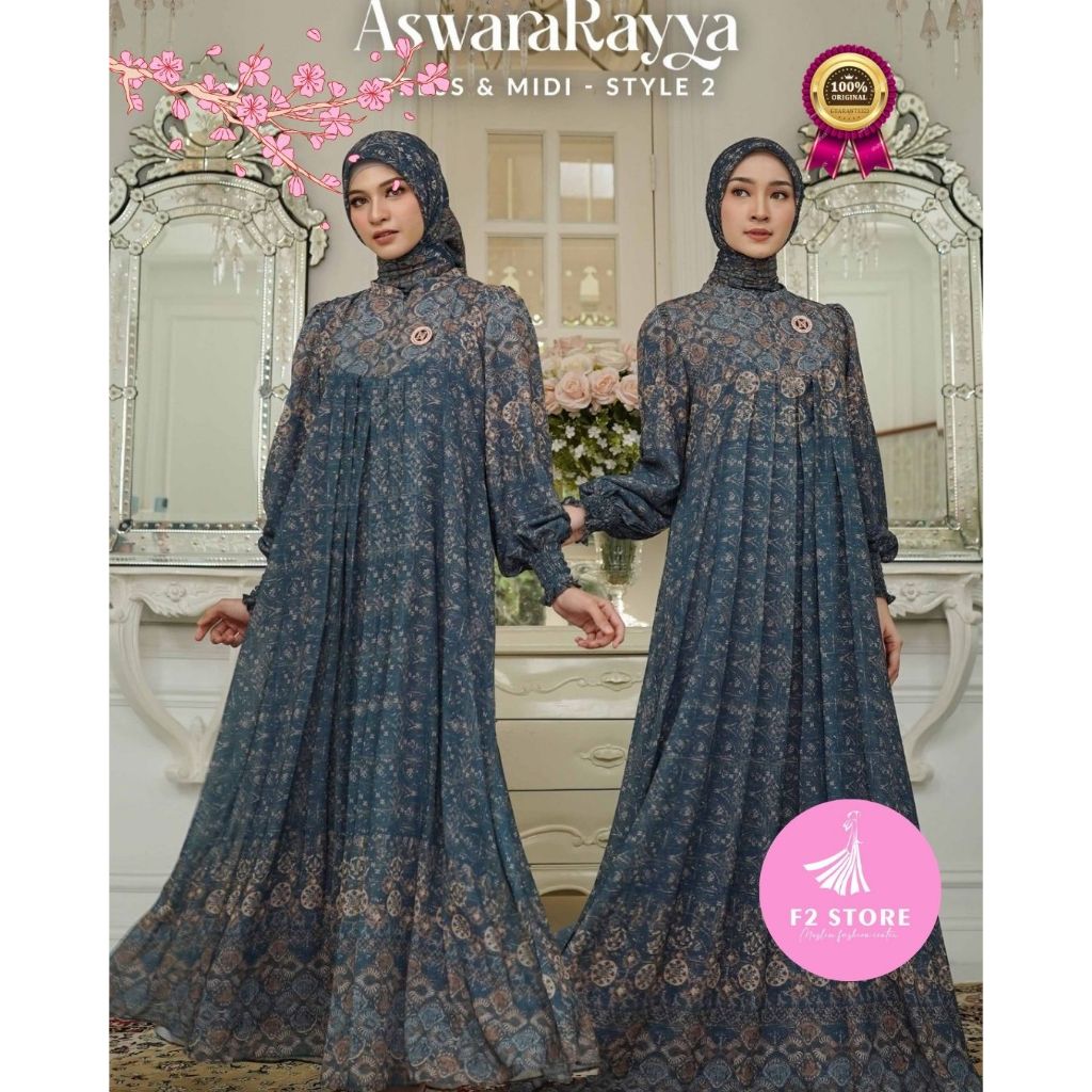 BUSANA MUSLIM NADHEERA LUXURY ASWARARAYYA MIDI DRESS STYLE 2
