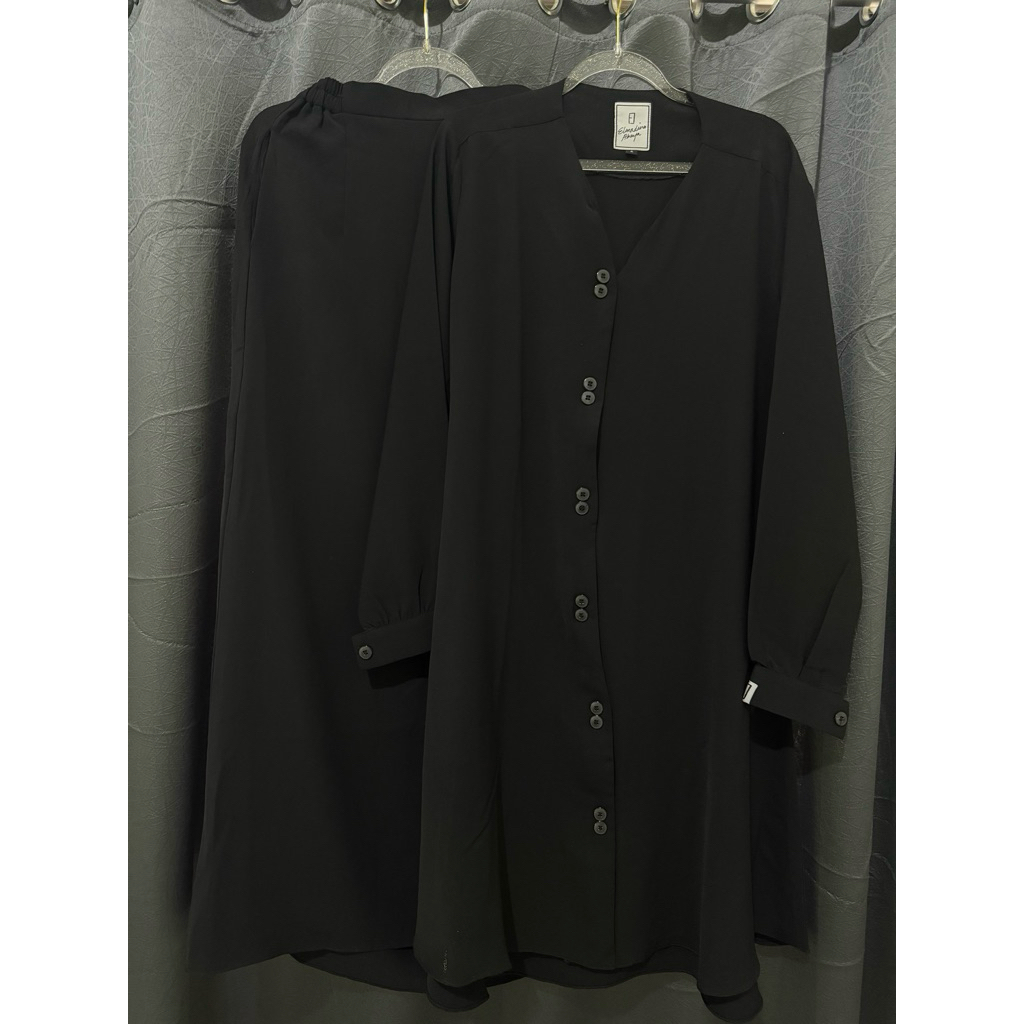 elmadina abaya Jakset bahan mazen anti UV size S warna hitam