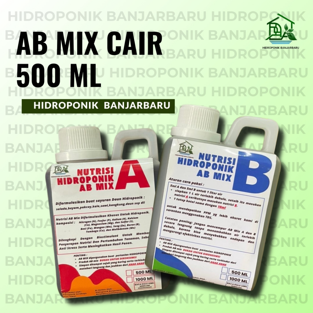 SAYURAN DAUN NUTRISI AB MIX CAIR HIDROPONIK BANJARBARU PEKATAN 500 ML NUTRISI TANAMAN HIDROPONIK