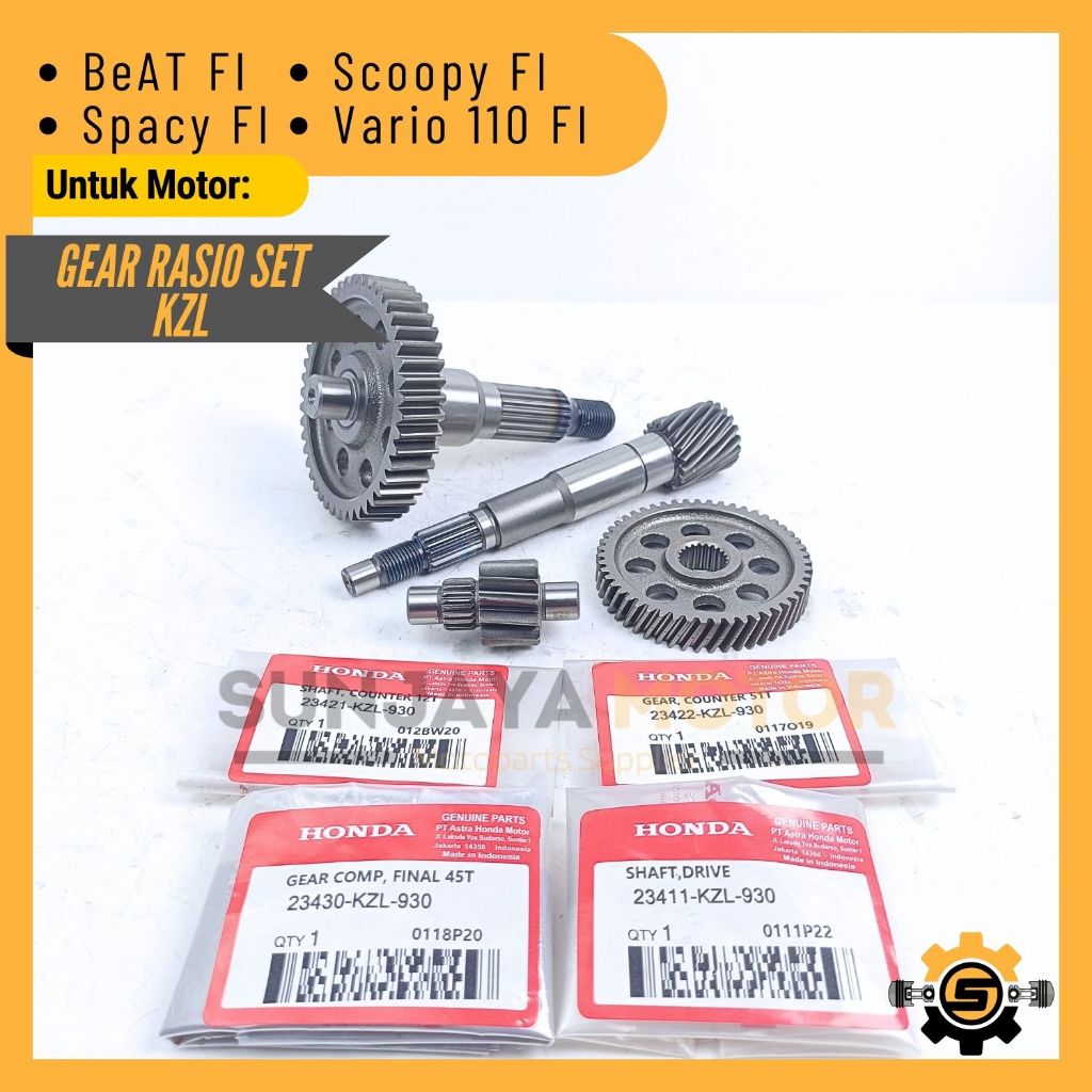 Gear Rasio Set Original Honda KZL Gigi Rasio Beat FI Scoopy Spacy Vario 110 FI Gearbox Gear Gardan O