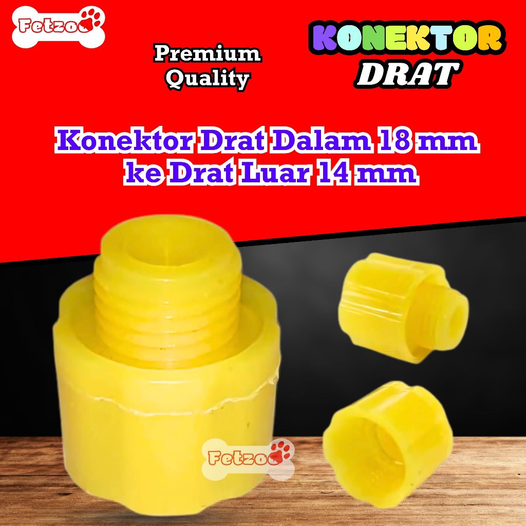 Konektor 18mm Drat Dalam ke 14mm Drat Luar FETZOO