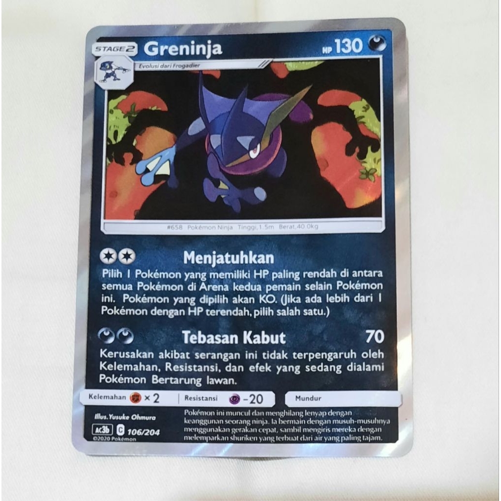 Kartu Pokemon Greninja Ac3b holo foil bahasa indo tcg