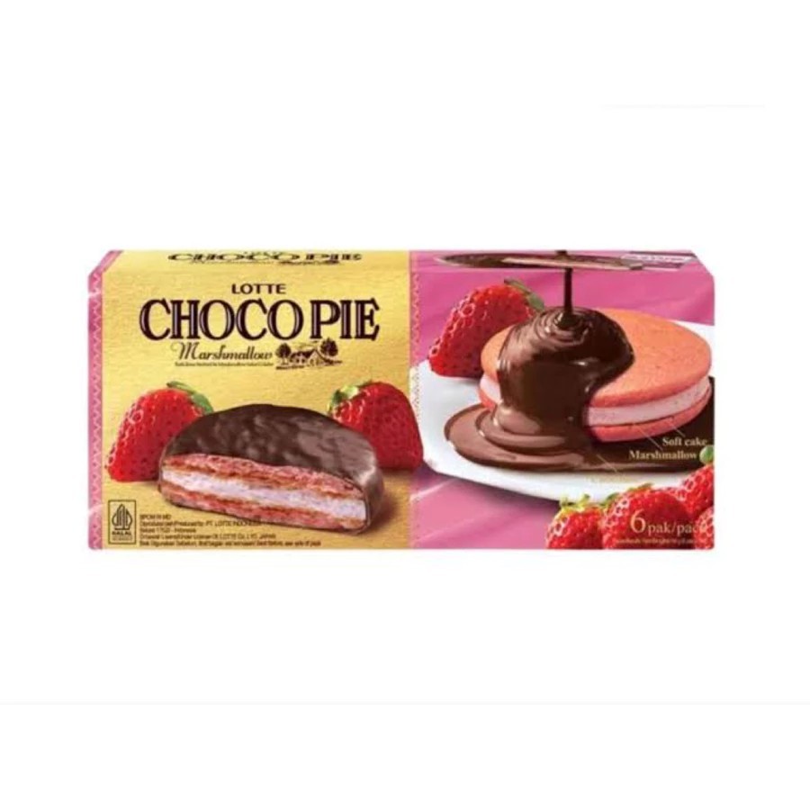 Lotte chocopie strawberry 156g - lotte choco pie strawberry