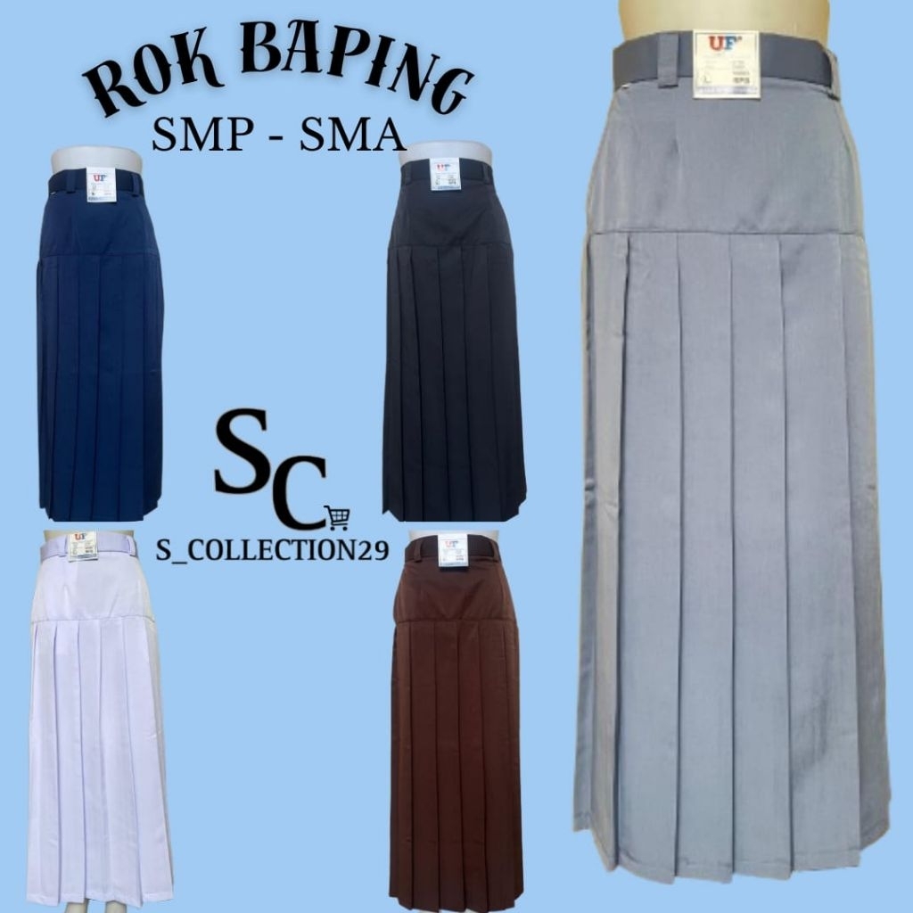 ROK BAPING SMP SMA / ROK REMPEL BAWAH PINGGANG / ROK PANJANG SEKOLAH SMP SMA KAIN TWIST LICIN LEMBUT