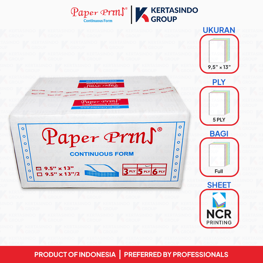 Kertas Continuous Form Paperpryns NCR 5 PLY 9,5 x 13