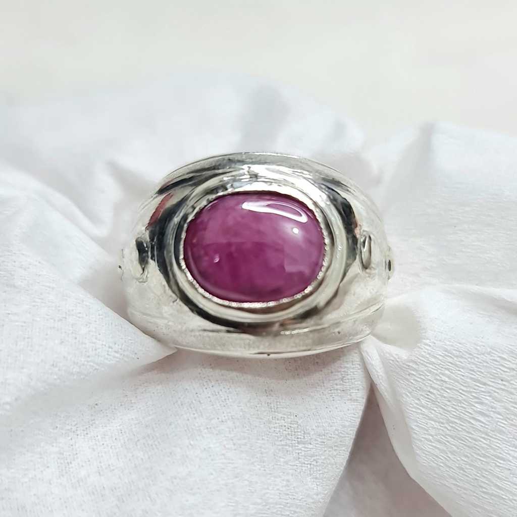 Unheated 4.45 CT Tanzanian Ruby Silver Handmade Mens Ring Ruby No Heat NH ring perak