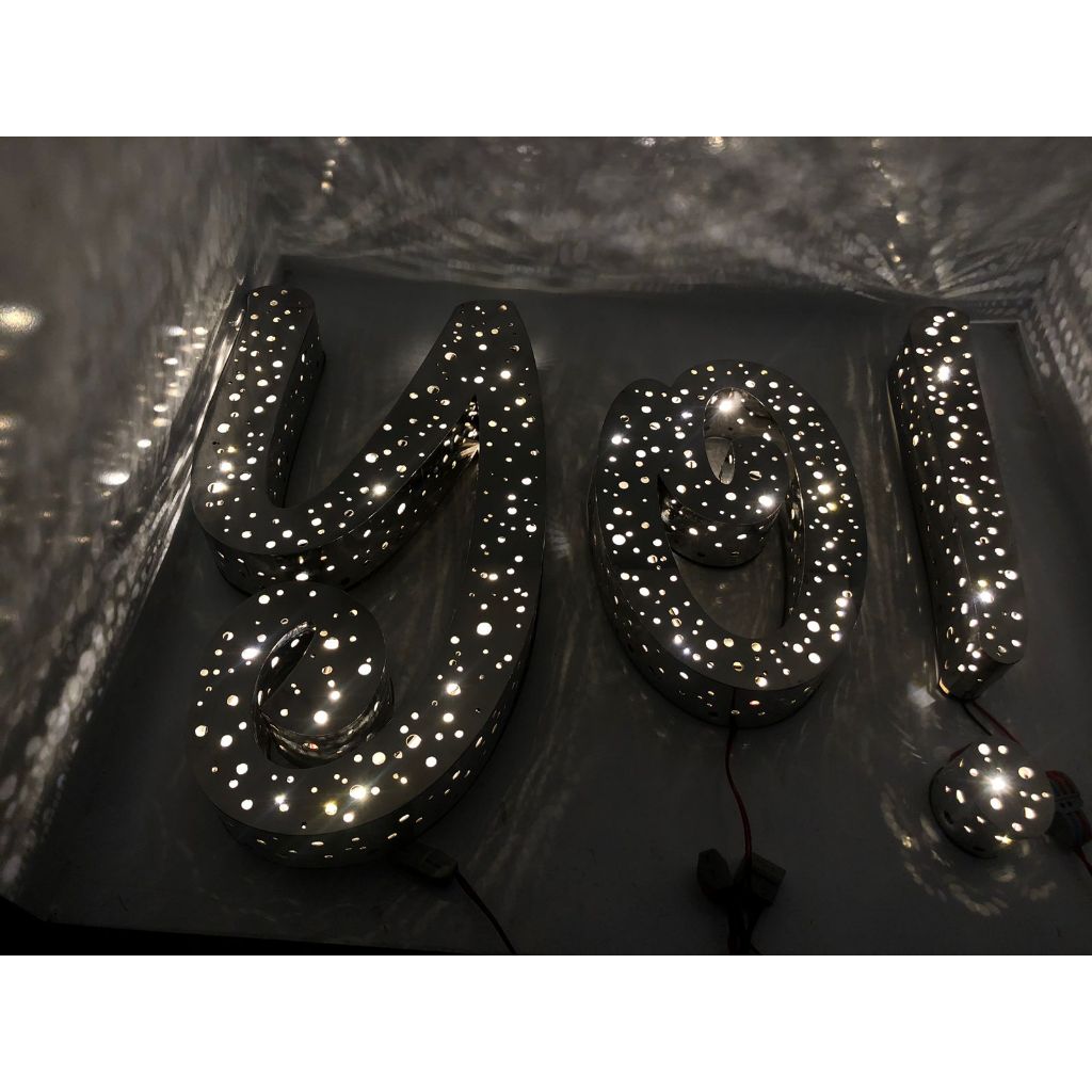 Huruf Timbul Stainless 304 LED Backlight / Perforated - Custom Logo & Signage Anti Karat / Huruf Tim