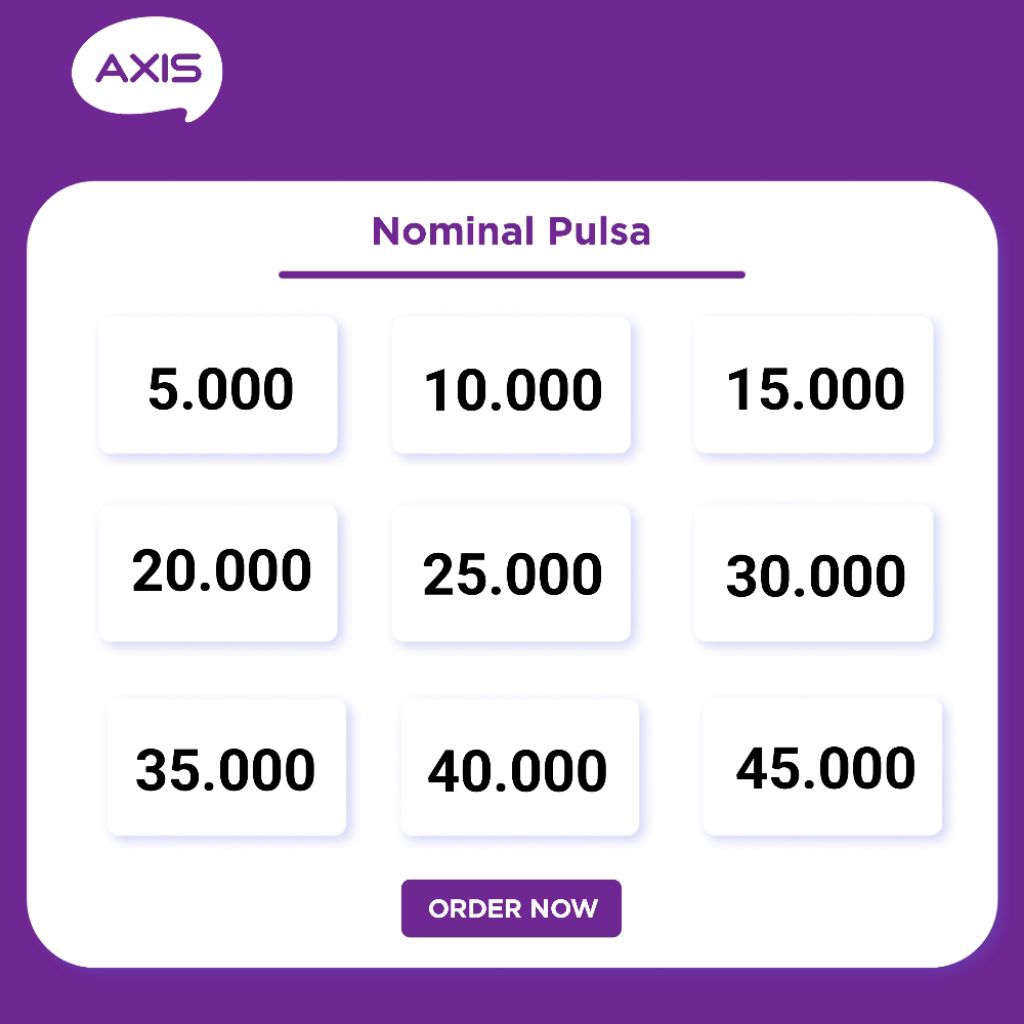 PULSA AXIS 5K 10K 15K 20K 25K 30K Reguler Termurah 5000 Rupiah