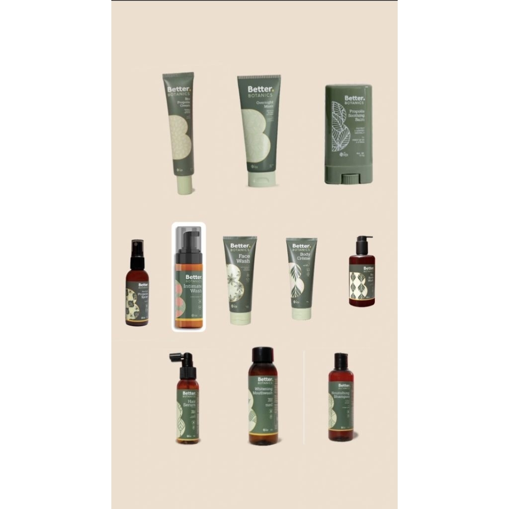 BioPropolisCream, OvernightMask, WhiteningMouthwash, BodyCreme, SoothingBalm, HairSerum, NourishingS