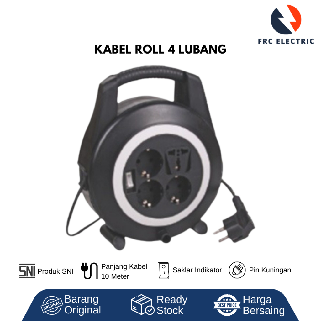 YUNIOR LY-110SK Kabel Roll Box Welto 4 Lubang + Saklar 10M LY-110 SK