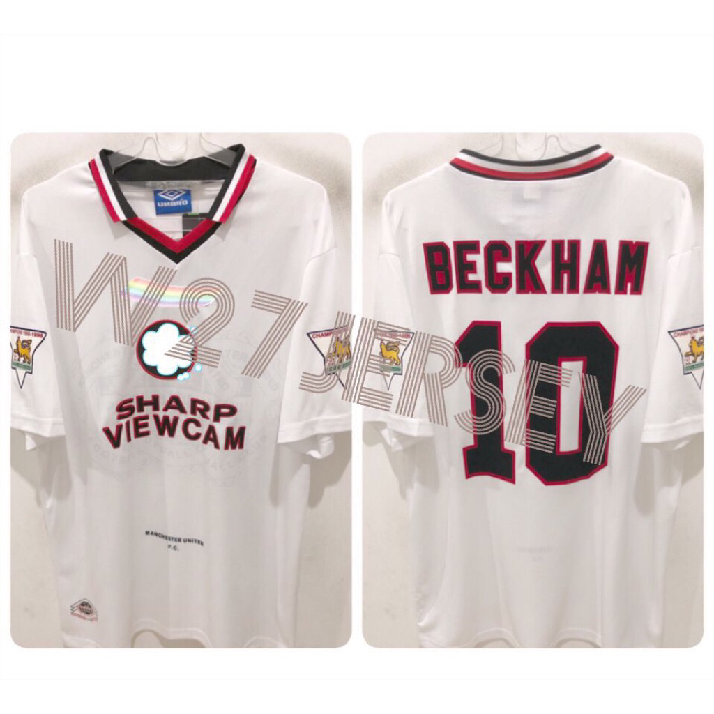 JERSEY RETRO - IVU AWAY 1996-1997 name player Beckham + Patch BPL Champions
