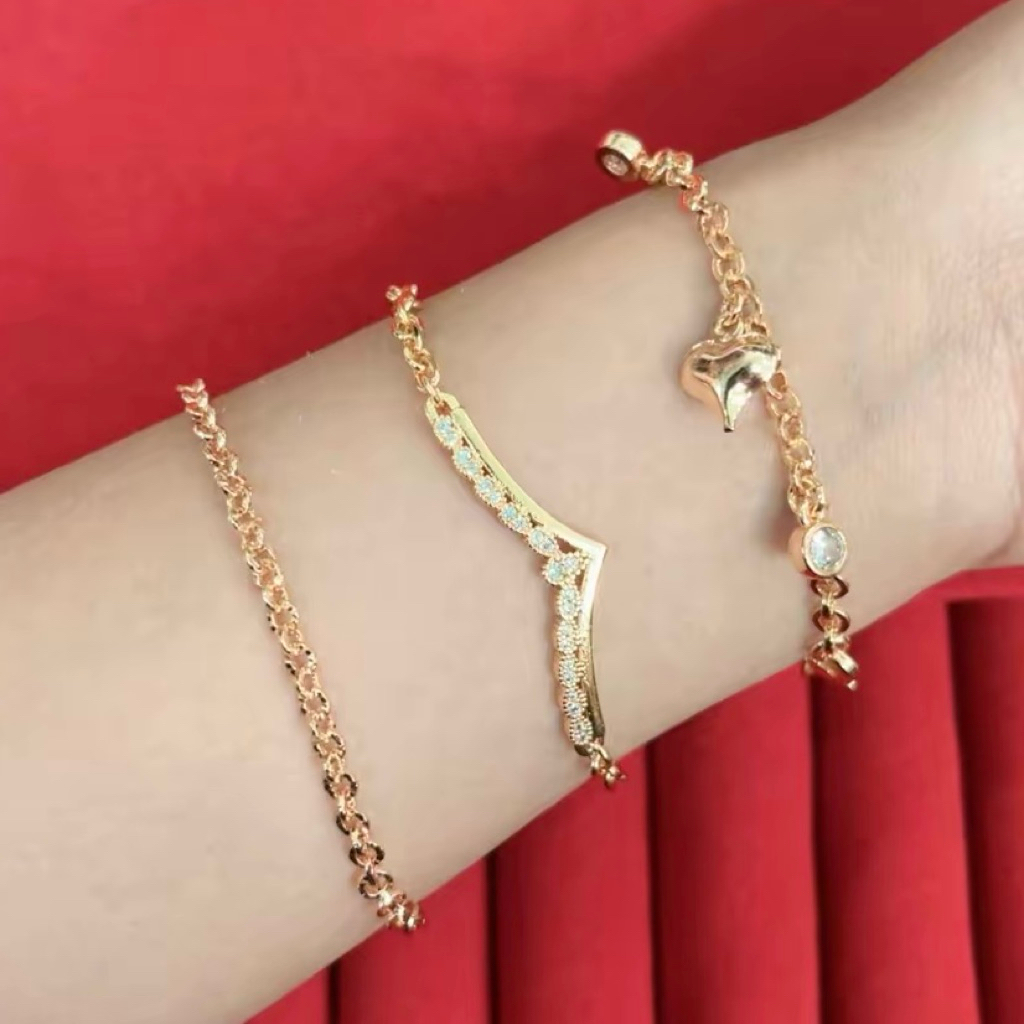 Gelang Variasi - Perhiasan Imitasi Lapis Emas - Kualitas Terbaik Anti Karat