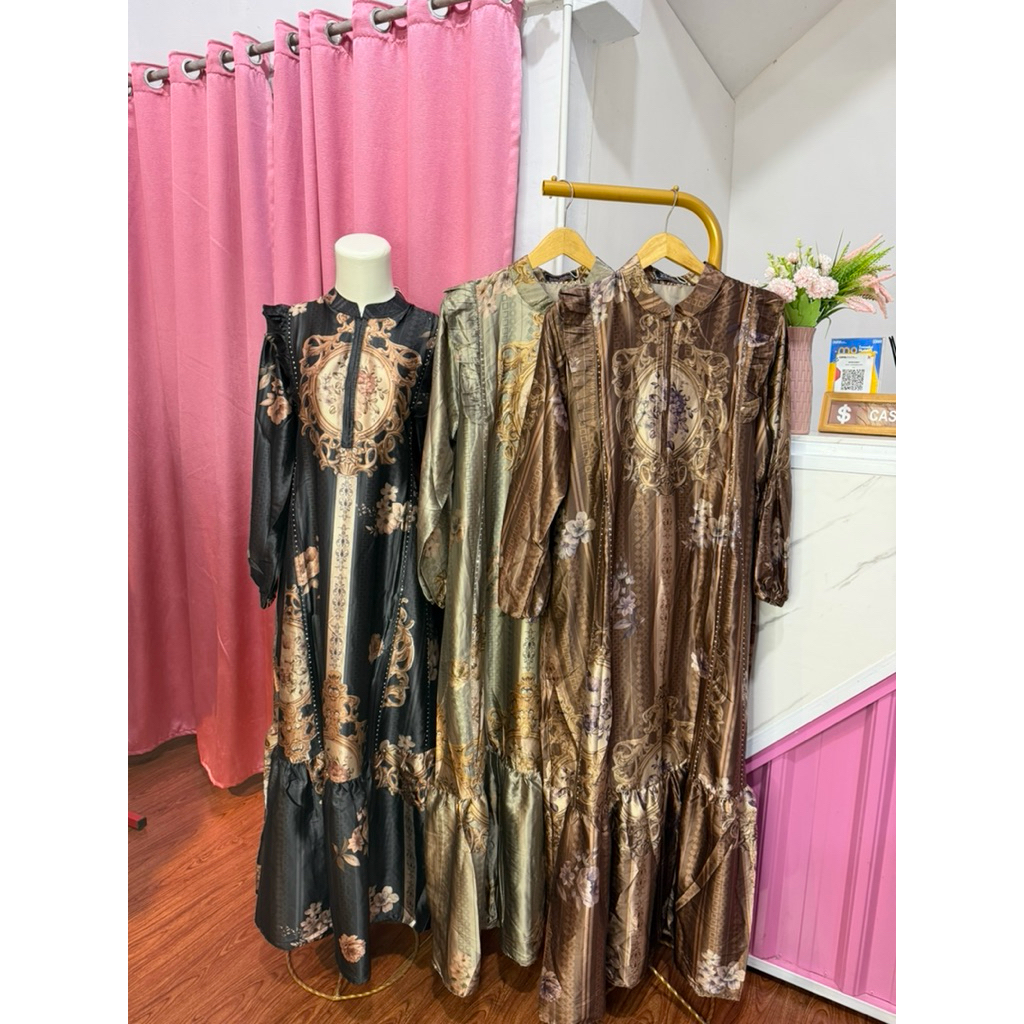gamis motif bahan silk premium