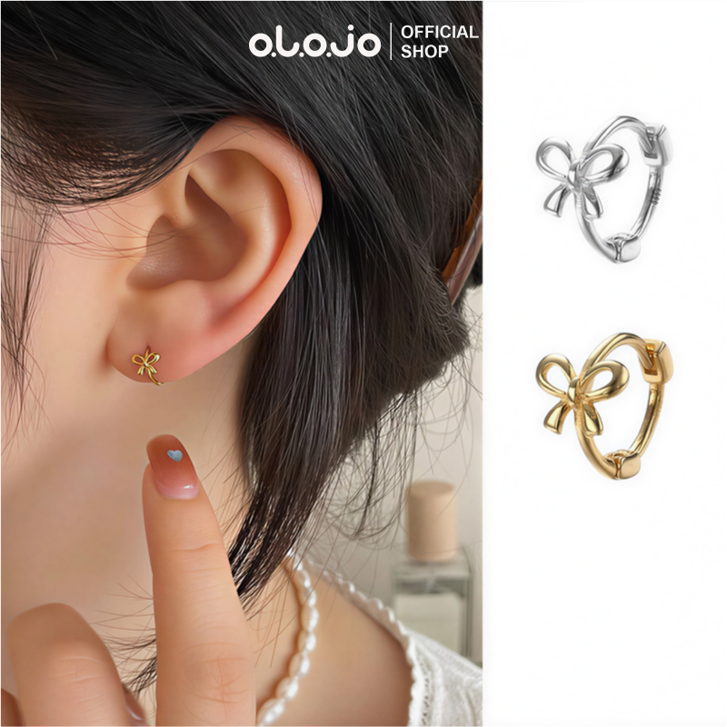 OLOJO Anting Titanium Kupu Anting Kancing Bulat Anti Karat Komuter Sehari-Hari Elegan Trend Modis