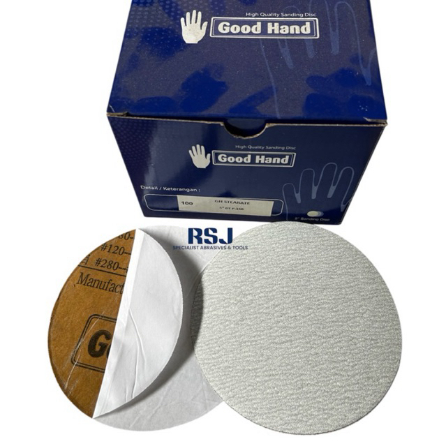 amplas bulat 5 inch stikit Grit 150 GH putih