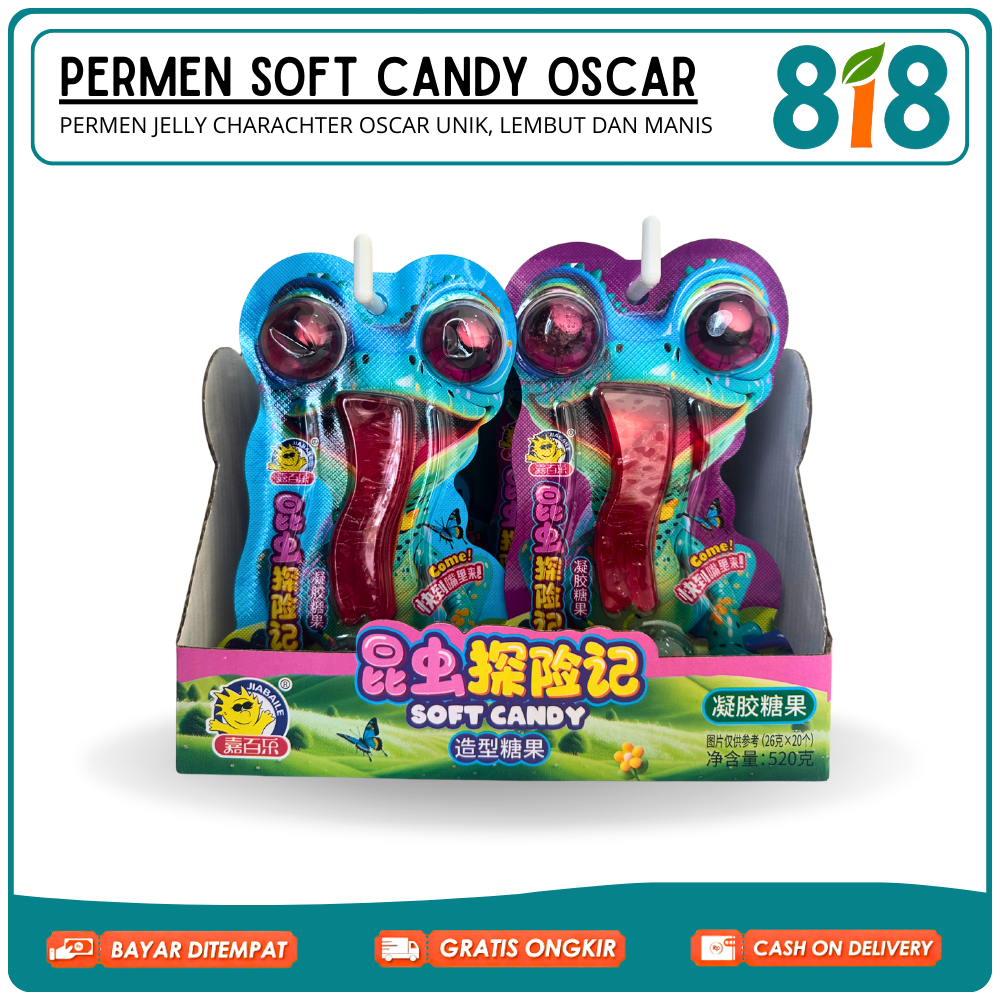 Permen Karakter Oscar Kenyal Bentuk Unik Rasa Buah Segar 1 Box / Permen Jelly Lembut