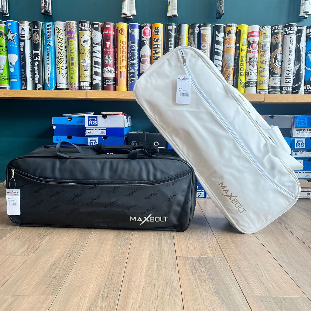 Tas Raket Maxbolt 2 Rit Besar 1 Rit Kecil Thermo Bag Putih Hitam