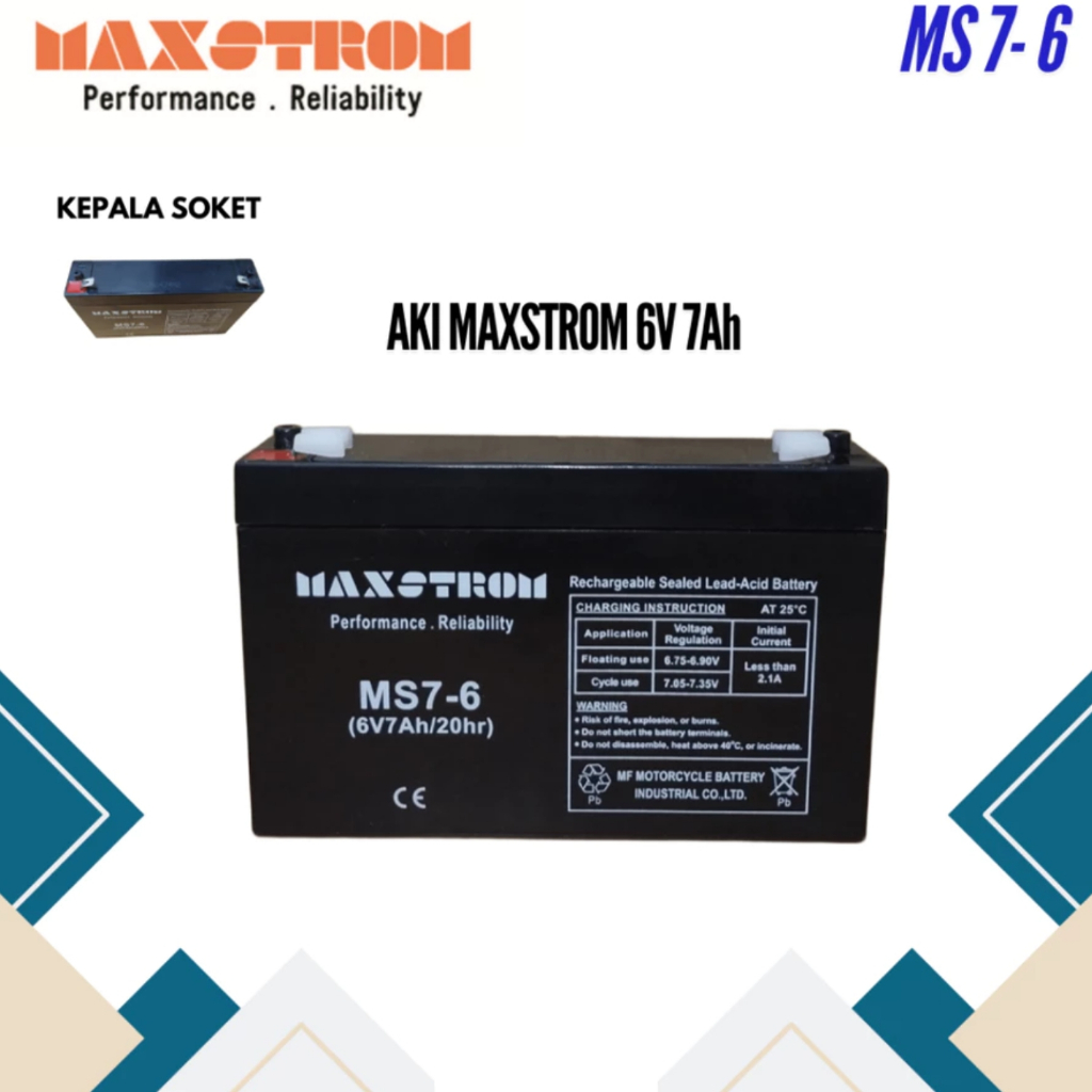 Aki Maxstrom Aki Kering VRLA Aki Mobil Mainan Motor Mainan 6V 7AH