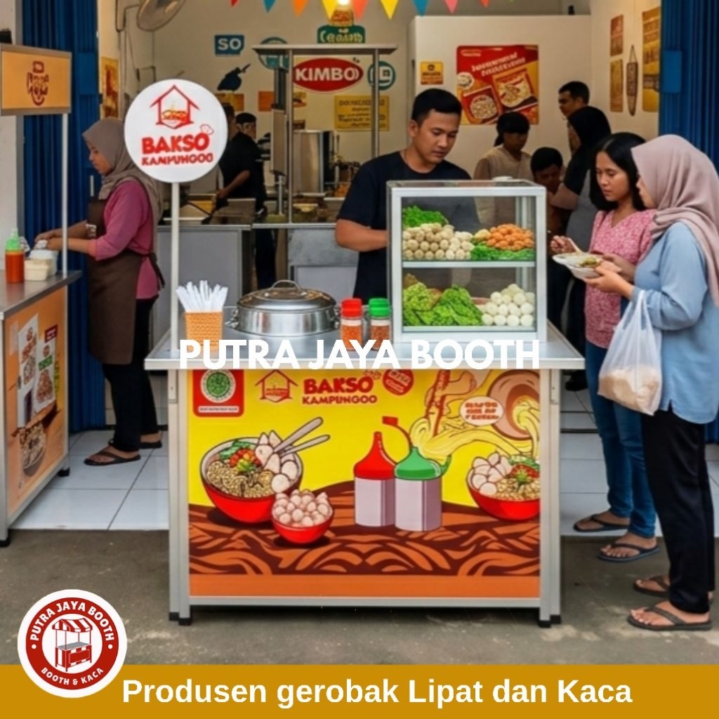 Booth Portable + Etalase Kotak + Bergambar + Dandang