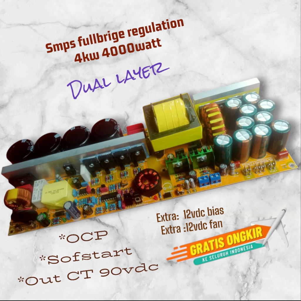smps fullbrige regulation 4kv CT 40 - 100vdc Adjust 4500+watt dual layer power supply