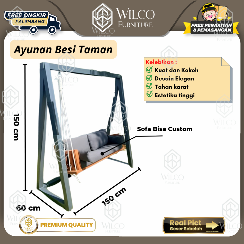 Ayunan Taman Material Besi | Ayunan Teras Modern Estetika