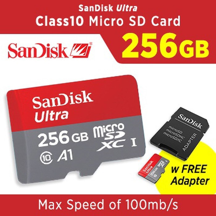 MH- Memory Micro SD 128 / 256 GB Class 10 100mbps Ultra A1 - Memory Card SANDISK