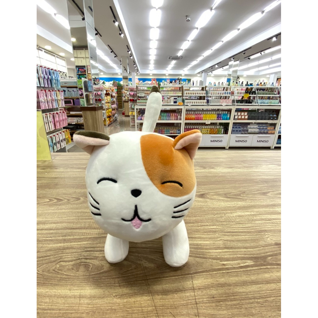 Miniso Calico Cat Standing Plush Toy 12in/Boneka Mainan Kucing Lucu