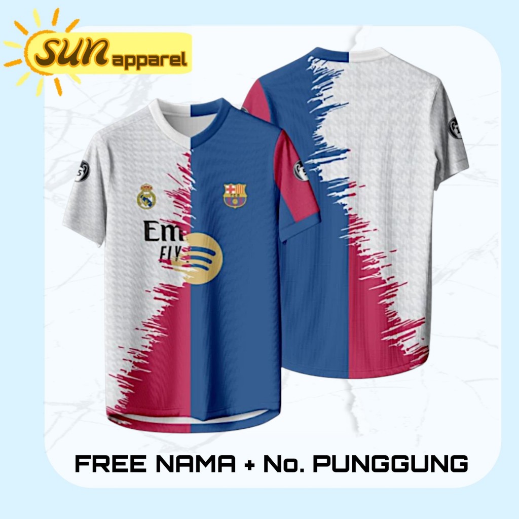 Jersey Real Madrid X Barcelona Terbaru Ukuran S-XXXL