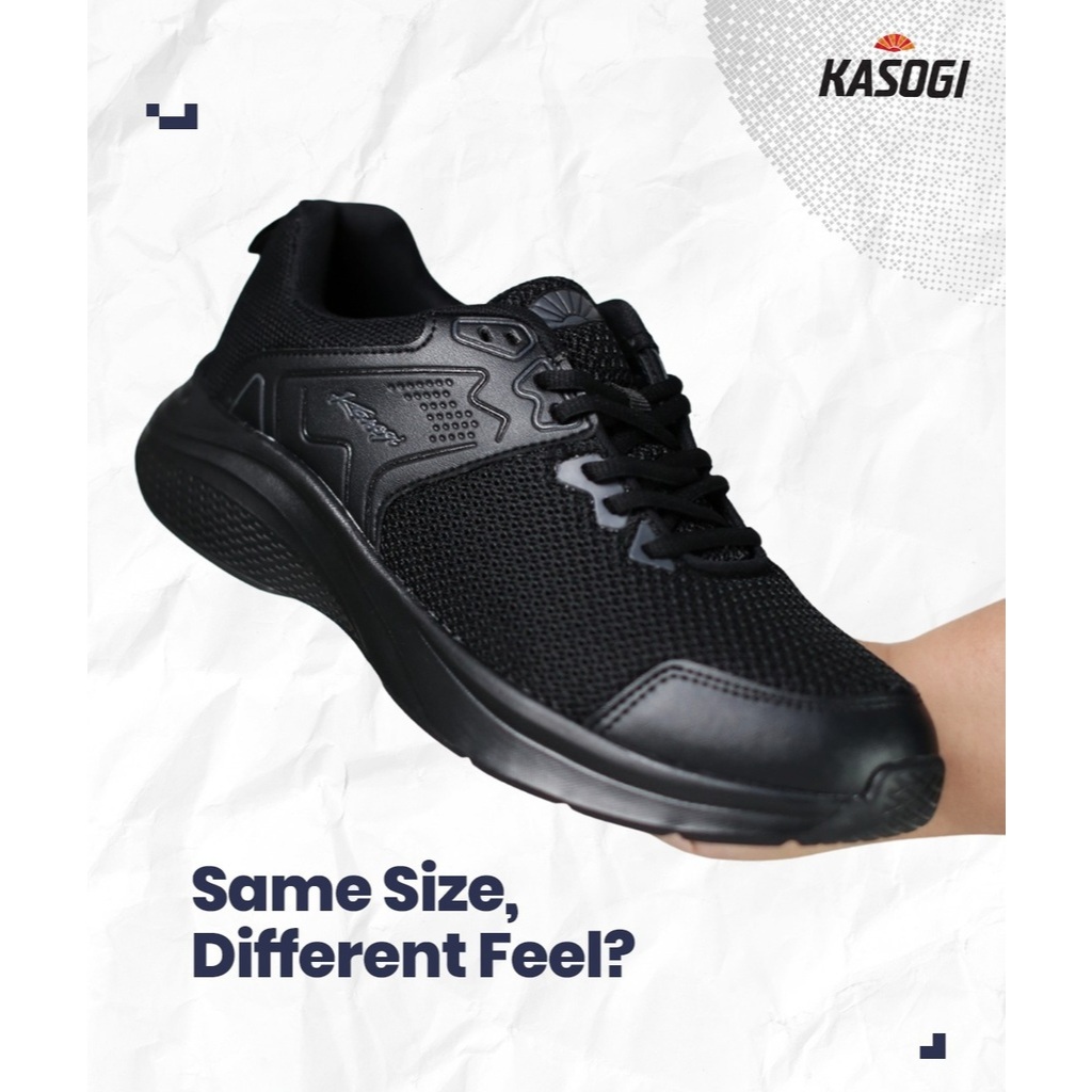 Kasogi Ludwig Sepatu Sneakers Sekolah ukuran besar 45-46 Sneaker Kasual Pria Hitam Polos Jumbo