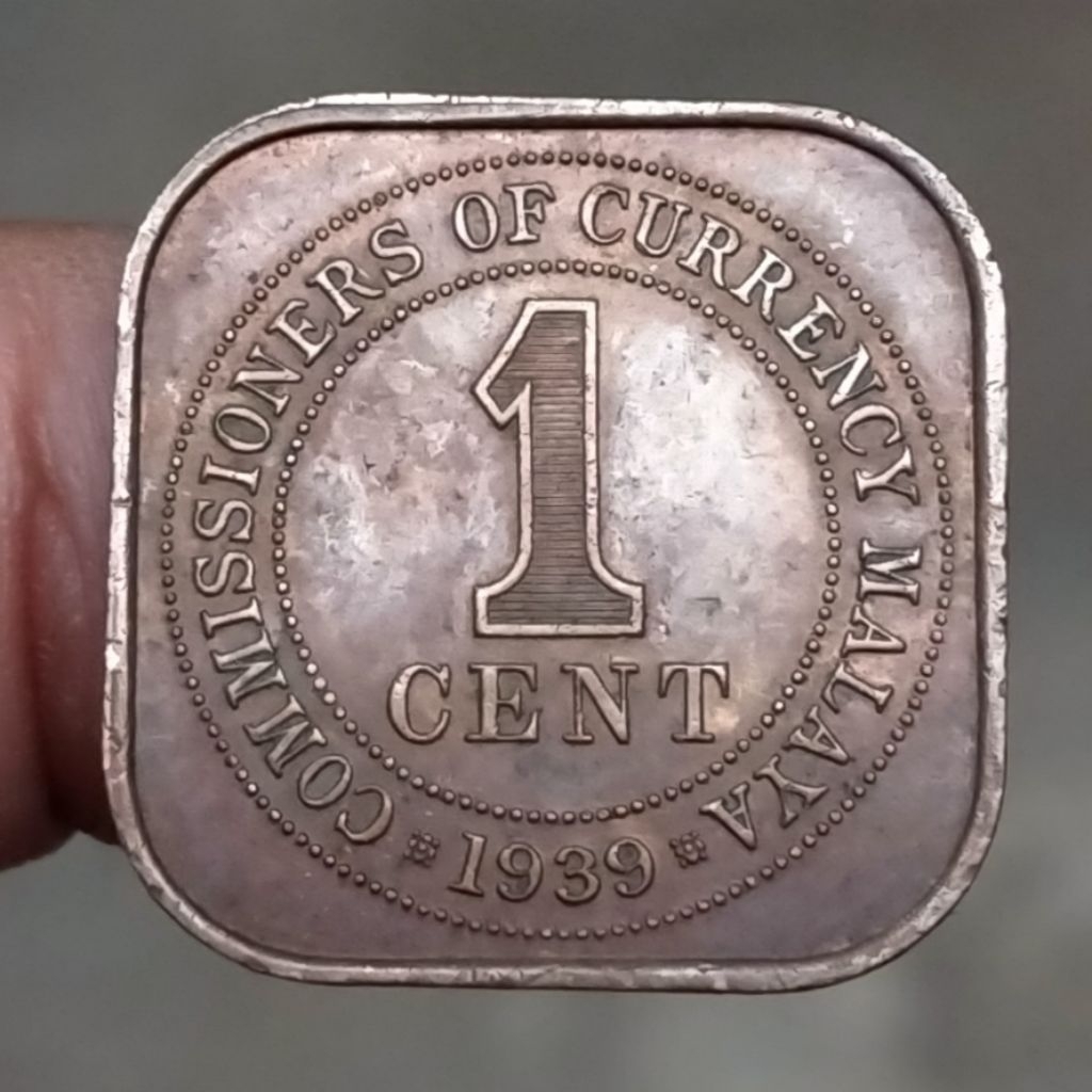 Koin Kuno Malaya 1 Cent Kotak 1939 King George