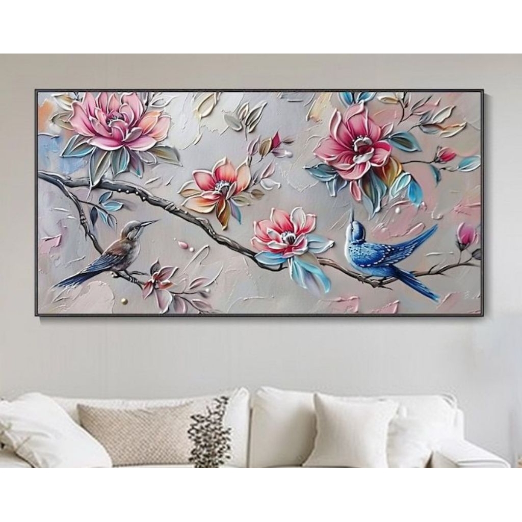 Lukisan dinding minimalis modern bunga untuk hiasan dinding rumah