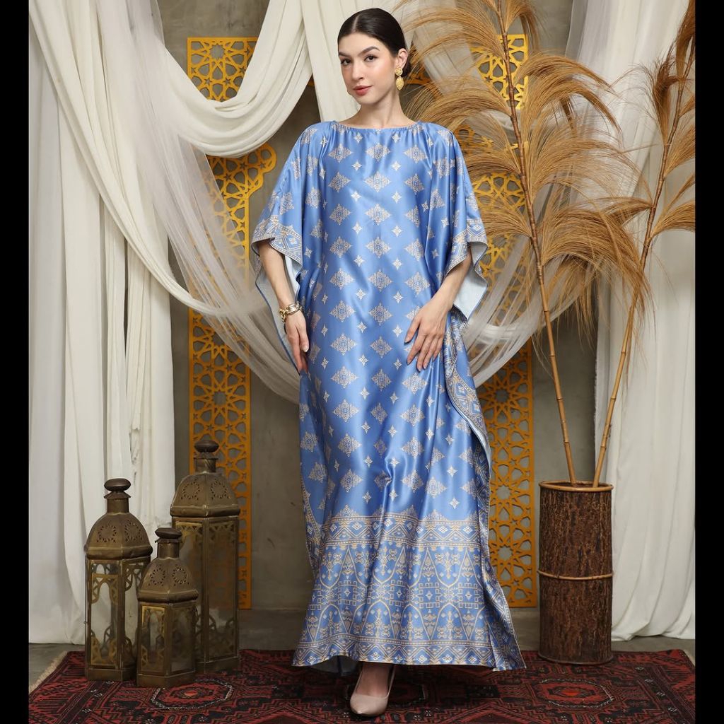 Kaftan Biru | Kaftan Blue | Kaftan Modern | Kaftan Jumbo | Long Kaftan | Dress Biru | Dress Blue | L