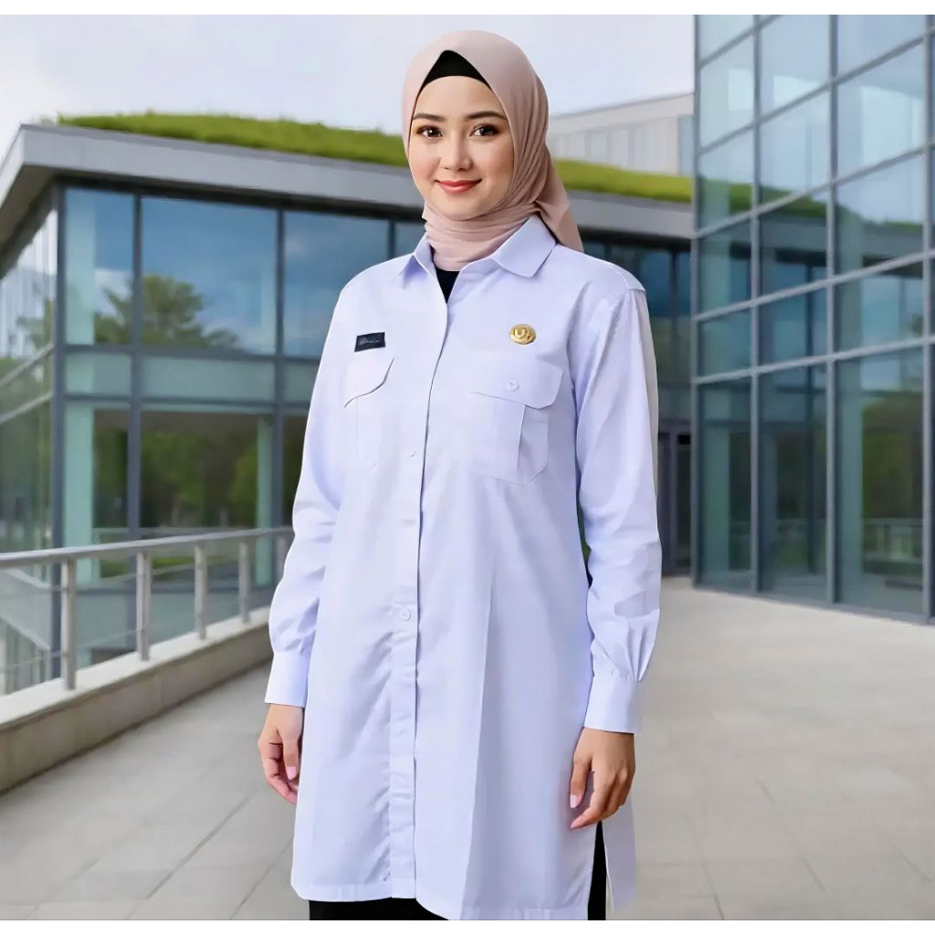 Tunik PDH Wanita Putih Polos, PDH Tunik Sragam Dinas