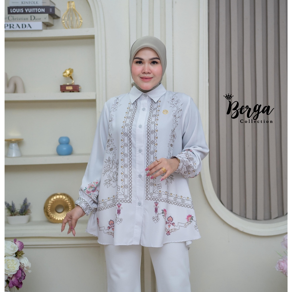 Berga blouse tunik motif printing bunga floral terbaru Deska by Berga Collection