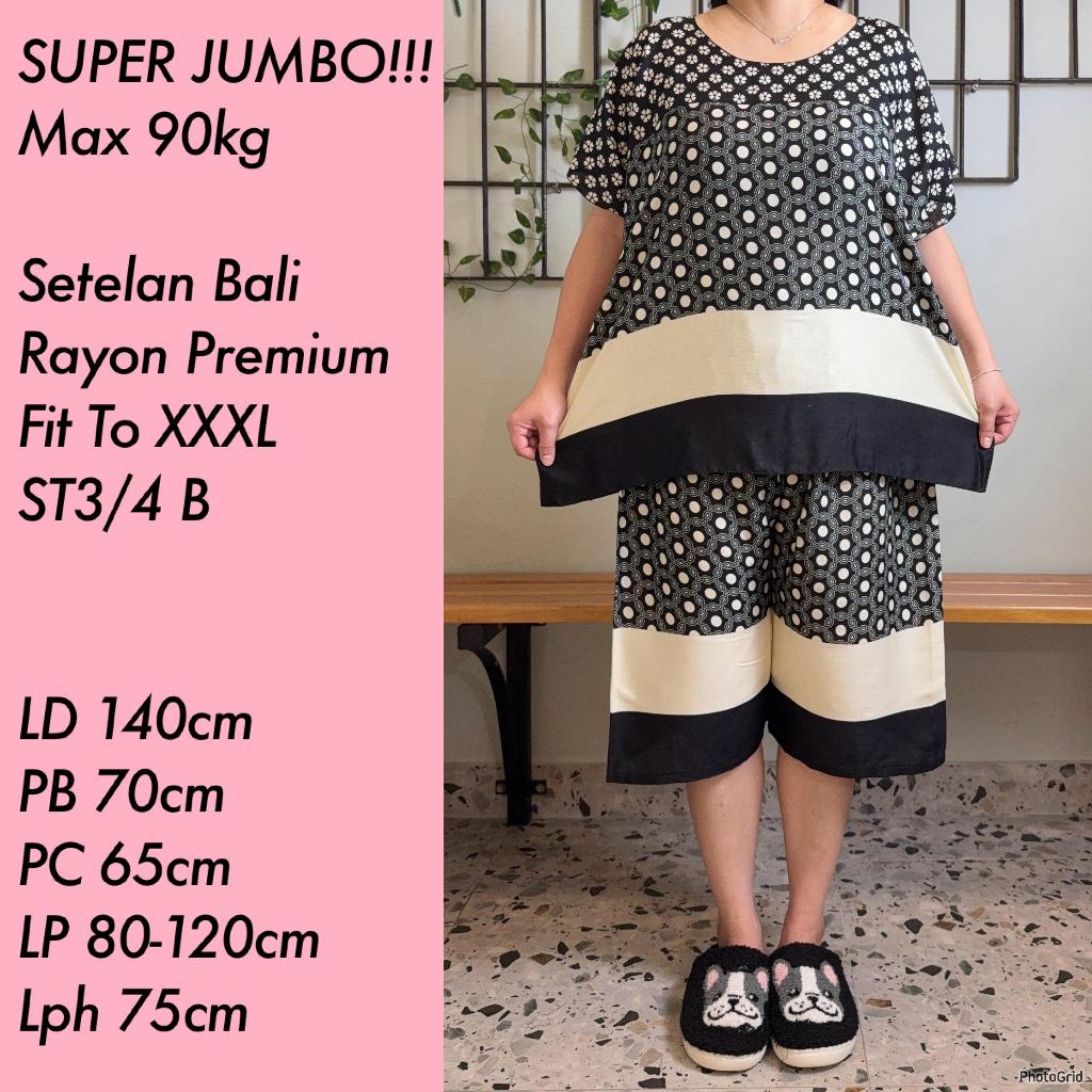 MUAT 75-90KG STELAN BAJU TIDUR JUMBO WANITA 140 BIGSIZES CELANA 3/4 FIT TO 4XL KODE JXK REAL PICT
