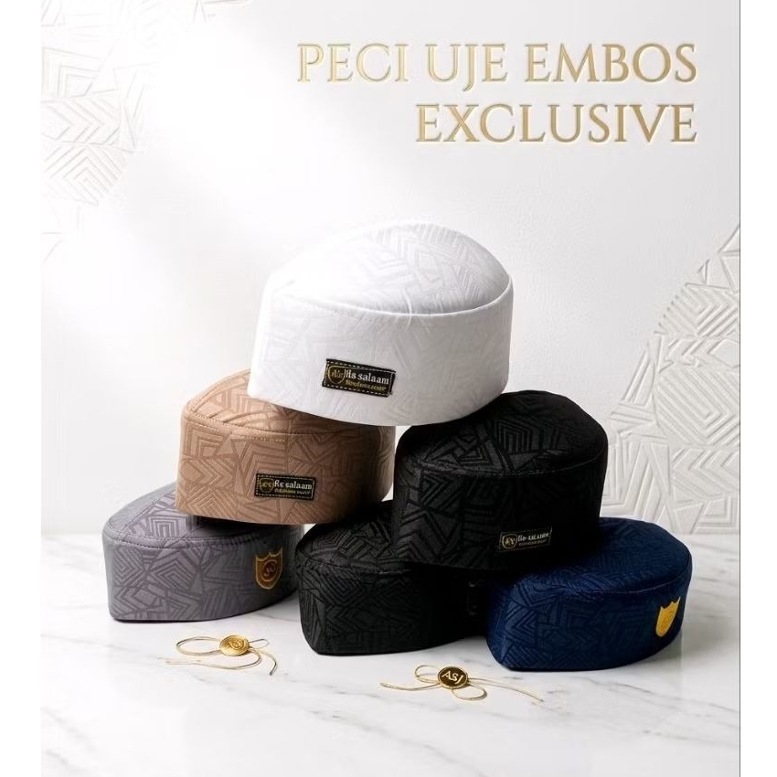 Peci UJE LOGO EMBOS ELEGANT TERBARU , Peci Uje Embos Dewasa , Peci Uje Logo Bahan Embos Dewasa , Kop