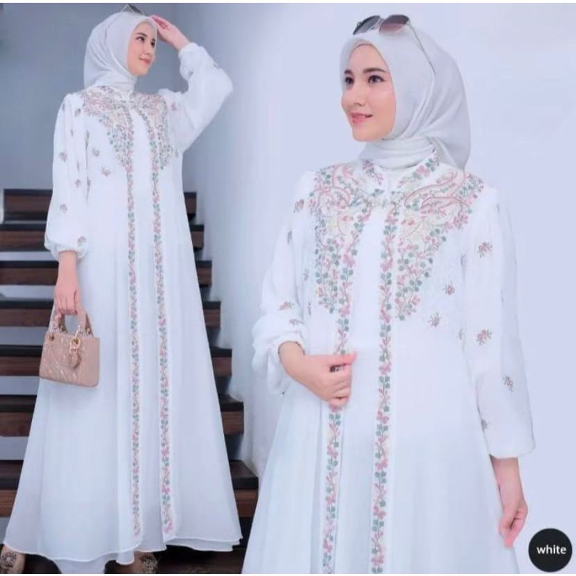 fashion desayu dress kekinian mewah ceruti babydoll aplikasi bordir cantik wanita muslim remaja gami